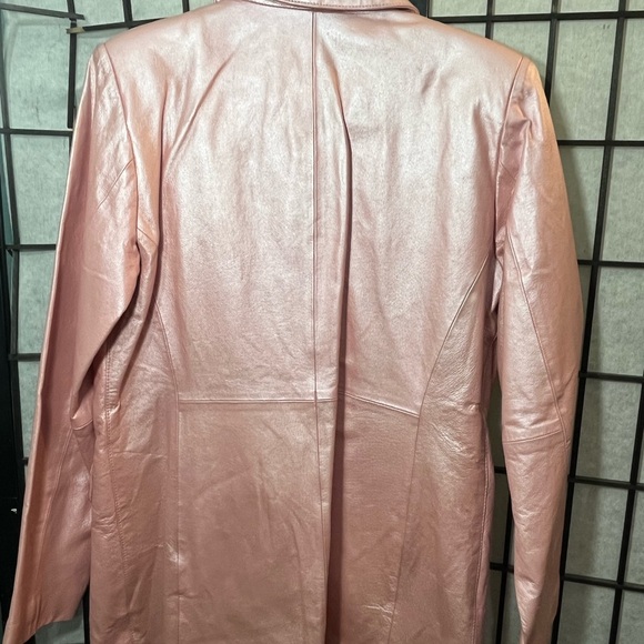 Pink David Benjamin Mid Length Leather Jacket  Women’s 14 Vintage - Picture 4 of 9